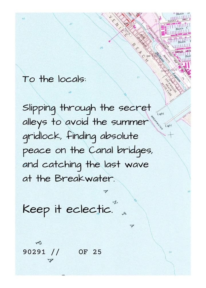Curio edition — neighborhood map and handwritten note, back