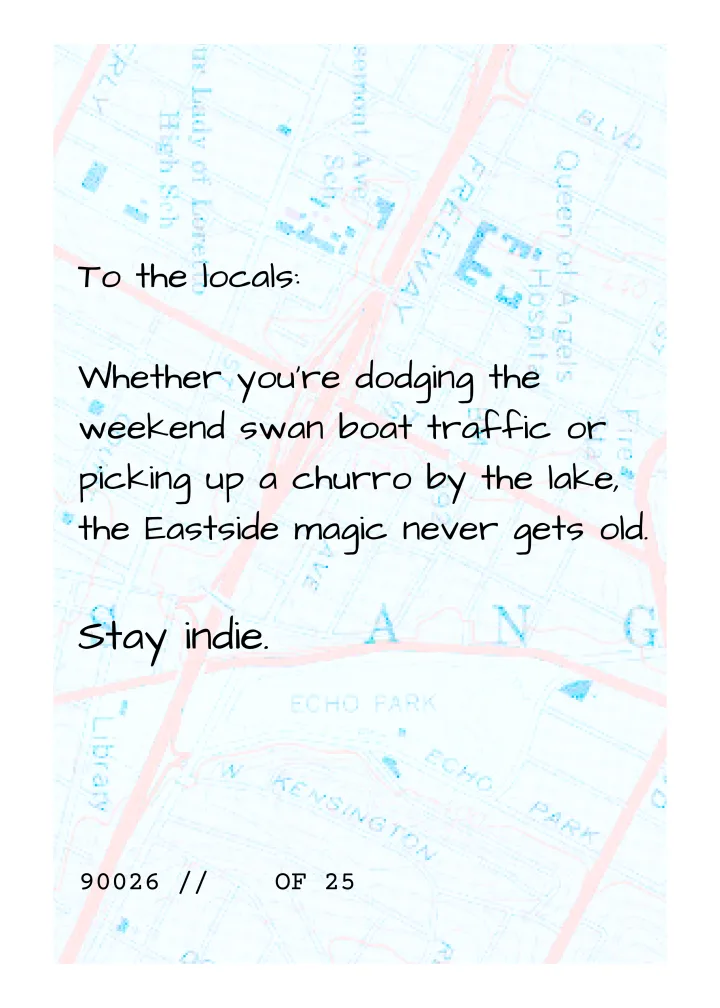 Curio edition — neighborhood map and handwritten note, back