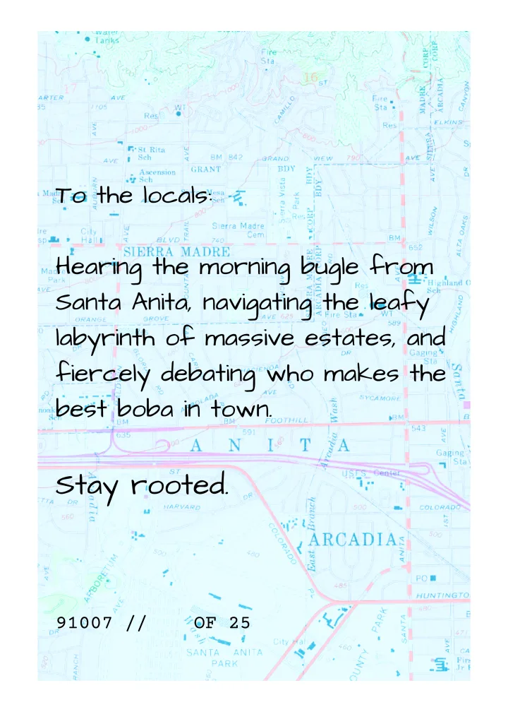 Curio edition — neighborhood map and handwritten note, back
