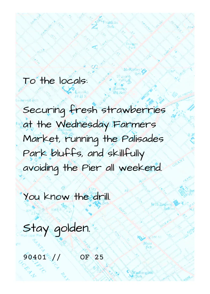 Curio edition — neighborhood map and handwritten note, back