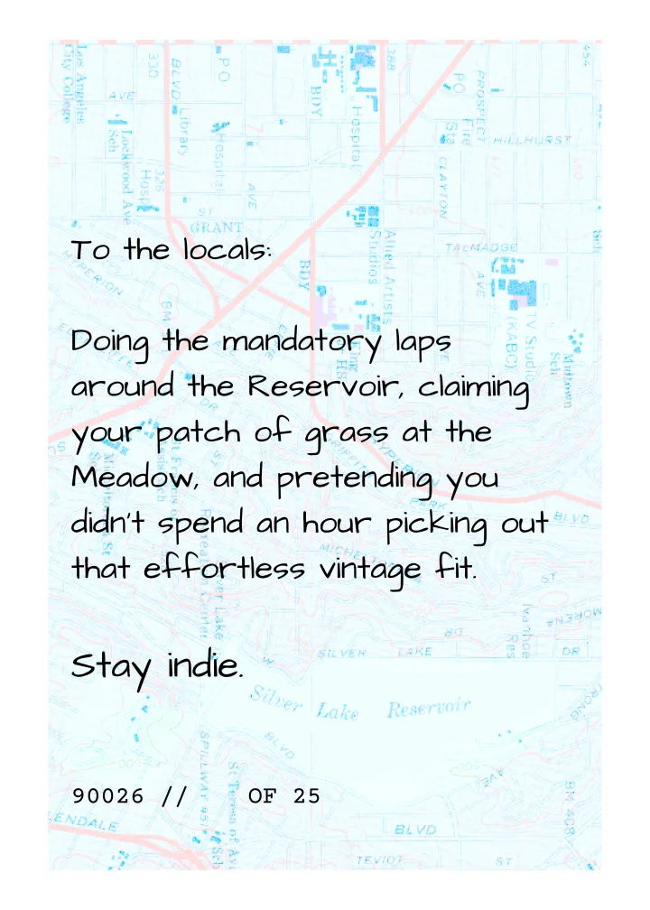 Curio edition — neighborhood map and handwritten note, back